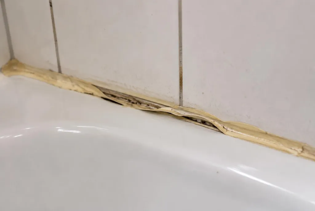 Kitbedrijf Waalwijk – loslatende kit naast het bad